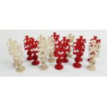 A collection of early Bone Chess Pieces: tallest 8.4cm , Damages noted, Please Study images as no