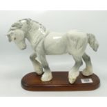 Beswick Grey Action Shire horse 2578: on wooden plinth