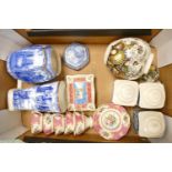 A mixed collection of items to include: Royal Albert Lady Carlyle cups & saucers, Ringtons blue &