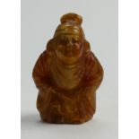 19th century carved amber Chinese Immortal figure: Height 5.5cm.