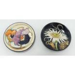 Two Moorcroft Coaster in Thoughts in Flight & Queens of the Night Patterns(MCC): each diameter