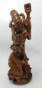 Oriental Carved Wooden Figure: height 33cm