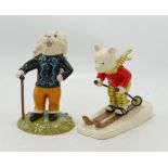 Royal Doulton Rupert The Bear Figures: Rupert takes a Skiing Lesson & Leading the Way(2)