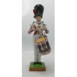 Dresden Figure of Drummer Coldstream Guardsman 1832: both drumsticks damaged