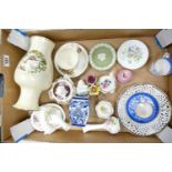 A mixed collection of items to include: Wedgwood , Floral decorated vases, Cups & saucers etc