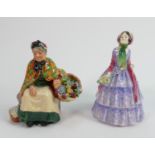 Royal Doulton Early Damaged Figures The Lavender Seller HN1492 & Rita (2)