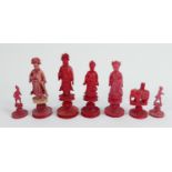 A collection of early Bone Chess Pieces: tallest 10.4cm , Damages noted, Please Study images as no