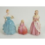 Royal Doulton Lady figures: Enchantment HN2178 & Rose HN1345 together with damaged Jacqueline