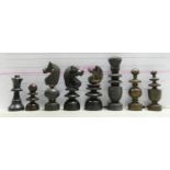 A collection of Early 20th Century Wooden Incomplete Chess Pieces: please see images for size and