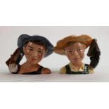 Royal Doulton pair of intermediate character jugs Tom Sawyer D7187 and Huckleberry Finn D7177: