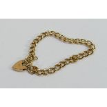 9ct gold modern bracelet with heart locket, 15.5g: