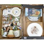 A mixed collection of items to include: Doultonville figures, Wedgwood Creamware, Whisky