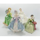 A collection of Seconds Royal Doulton Lady Figures to include: Nancy, Elizabeth, Carolyn &
