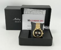 Boxed Mathey Tissot Gold plated Vintage Chronograph Watch: RRP £179 purchased by vendor as part a