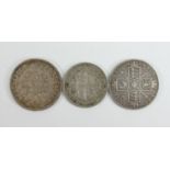 1888 silver crown, 1940 half crown: and 1873 5 franc piece, overall weight 61g. (3)