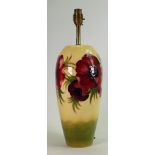 Moorcroft Anemone pattern large lamp base: Measures 32cm excluding fittings.