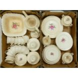 A collection of Spode Billingsley Rose Patterned Tea & Dinner ware: obvious signs of wear & staining