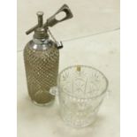 1950 's Steel Lattice Soda Syphon: together with Lead Crystal Ice Bucket(2)