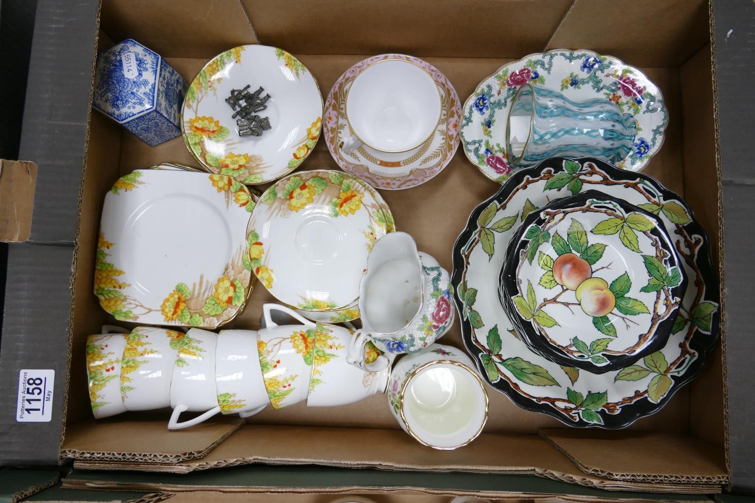 A mixed collection of items to include: Taylors & Ket floral decorated Trio's, Spode Cabinet