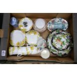 A mixed collection of items to include: Taylors & Ket floral decorated Trio's, Spode Cabinet