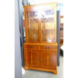 Two Door Glazed Regency Style Bookcase: height 193cm, width 100cm & depth 37cm