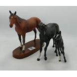Beswick Black Beauty & Foal: together with seconds Royal Doulton Horse on plinth(3)