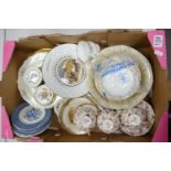 A mixed collection of items to include: Spode floral cups & saucers, Minton floral pin trays,