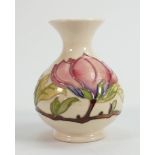 Moorcroft Pink magnolia on Cream Ground Vase: height 13cm