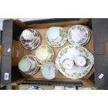 A collection of varied coloured Paragon Trio's & tea ware: