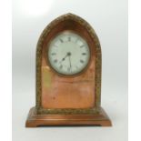 Early 20th Century Copper Brass Mantle Clock: height 23.5cm