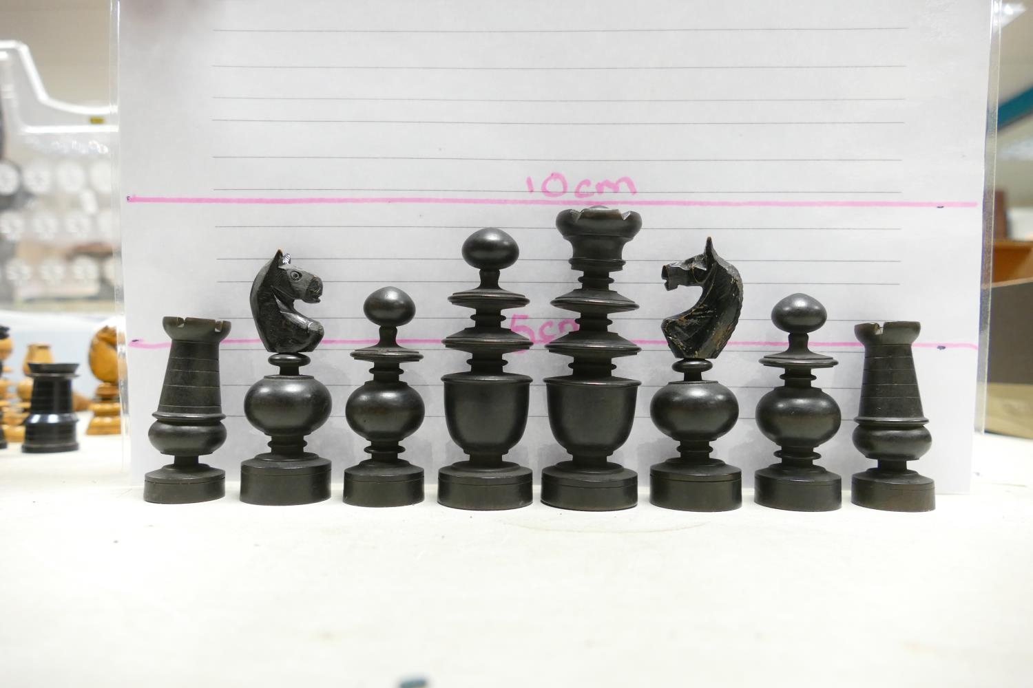 A collection of Early 20th Century Wooden Incomplete Chess Pieces: please see images for size and - Image 4 of 9