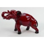 Royal Doulton Flambe Elephant: height 15cm(end of horn restuck)