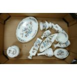 Wedgwood Kutani Crane patterned items to include: ginger jar, vases, dressing table trays etc