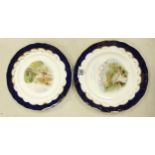 Two Early Hand Painted Coalport Plates, diameter 23.5cm(2)