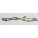 Hallmarked silver bracelet & unhallmarked silver albertina bracelet: Gross weight 32.1g.