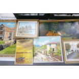 A large collection of Framed Oil on board paintings with landscape & still life studies(12)