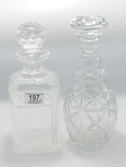 Two Quality Cut Glass Crystal Decanters: height of tallest 27cm(2)