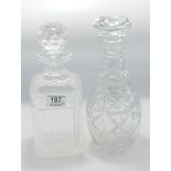 Two Quality Cut Glass Crystal Decanters: height of tallest 27cm(2)