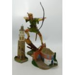 Royal Doulton Resin Figure Robin Hood: together with 2 resin houses