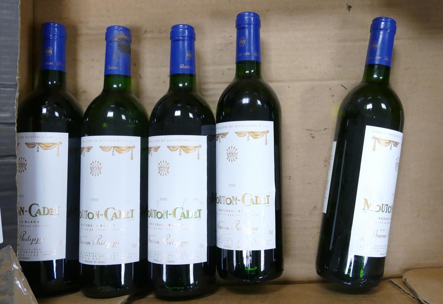 Five Bottles 1990 Baron Philippe de Rothschild Mouton Cadet Blanc: