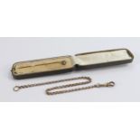Gold coloured metal stick pin & belcher chain: Stick or stock pin tests as 9ct gold metal and