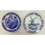 Two Large Delft classically decorated chargers: largest 37cm diameter(2)