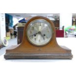 Inlaid Mahogany Mantle Clock: length 42cm