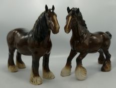 Beswick 818 Shire Horse & Cantering Shire 975(2):