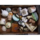 A mixed collection of items to include: Falcon ware vase, Royal Worcester pin dish tankards etc (