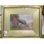 J W Milliken signed water colour: Feeding the geese Raby Cheshire. 45cm x 37cm overall