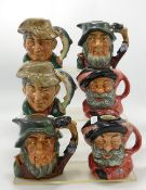 A collection of Royal Doulton Small Decanters including: Falstaff, Rip Van Winkle & The Poacher(6):