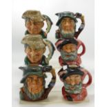 A collection of Royal Doulton Small Decanters including: Falstaff, Rip Van Winkle & The Poacher(6):