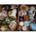 A mixed collection of items to include: Melba ware toby jug, Honiton vase, crown devon jug, Sadler