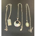 Three vintage chains and pendants: including a Wedgwood example, 15g total weight.